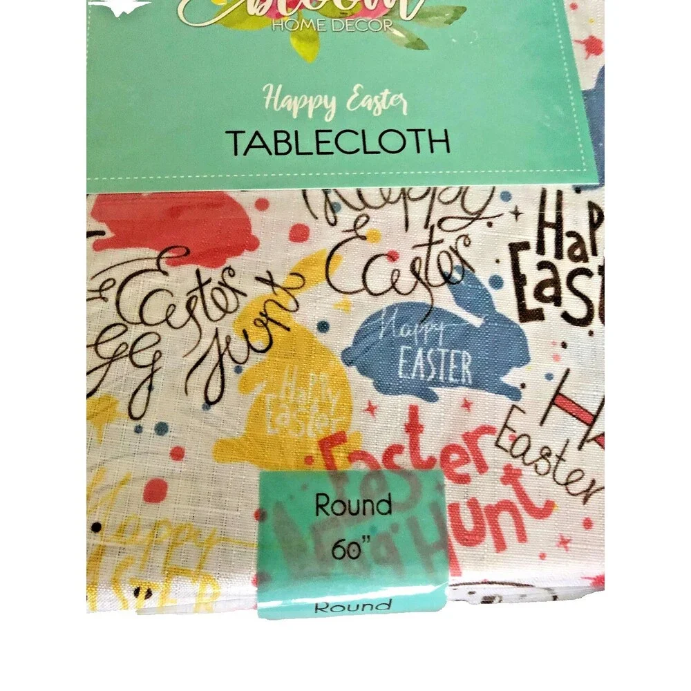 Happy Easter Bunny Rabbit Fabric Tablecloth 60